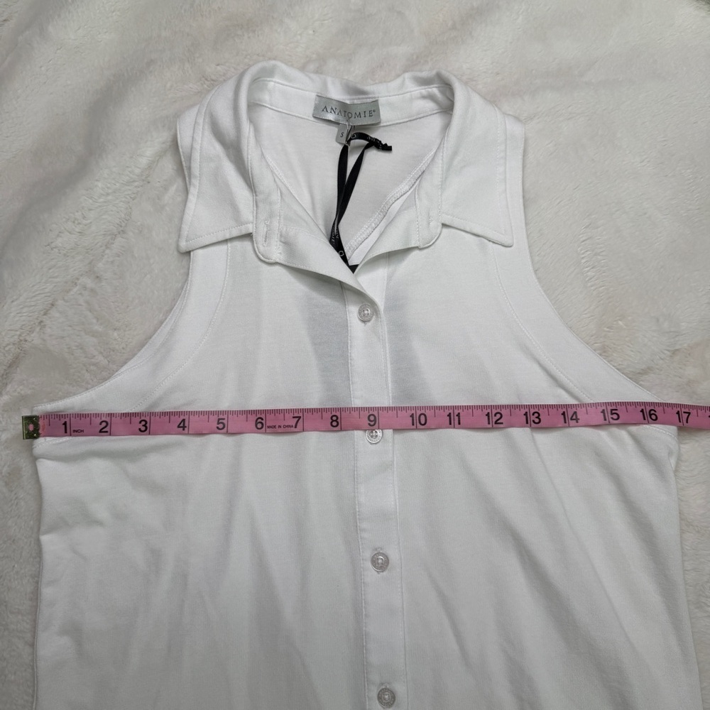 Anatomie Elise Sleeveless Button Down Travel Top White S NWT - Picture 4 of 9
